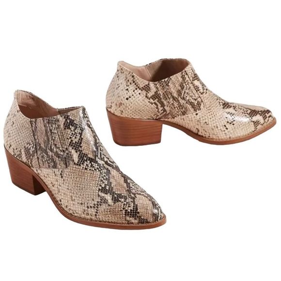 ANTHROPOLOGIE Marion Python Snakeskin Ankle Boots - Picture 2 of 12